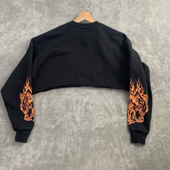 Darc Sport Sweater Womens XS She Wolves Club Crop Top Crewneck Flames Numbered - Picture 7 of 9
